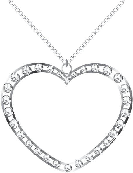 Silver Heart With Diamonds - Silver Heart Png (474x600)