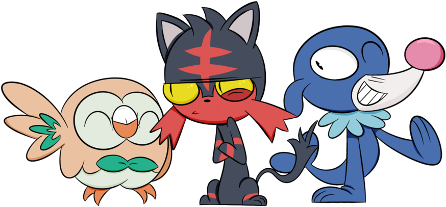 Pokemon Moon And Sun Starters By Mexican64 - Derpy Sun And Moon Pokemon (1024x512)