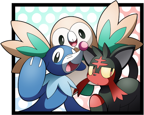 Pokemon Sun And Moon Starters - Alola Starter Art (530x432)