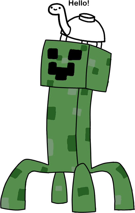 Creeper And Mine Turtle By Pein078 - Asdf Movie Mine Turtle (869x1065)