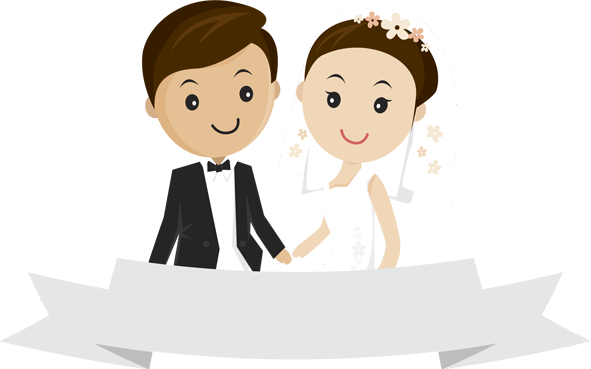 Happy Wedding Png - Cartoon Wedding Couple Png (591x369)