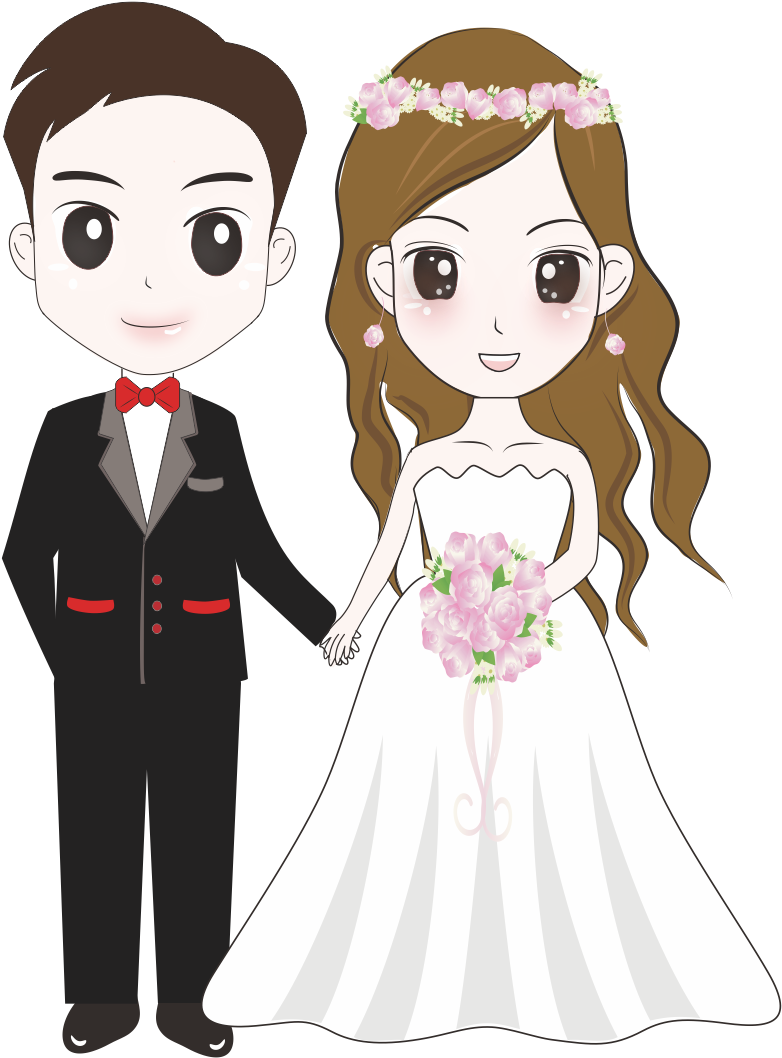 Bridegroom Wedding Illustration - Bride And Groom Cartoon (790x1057)
