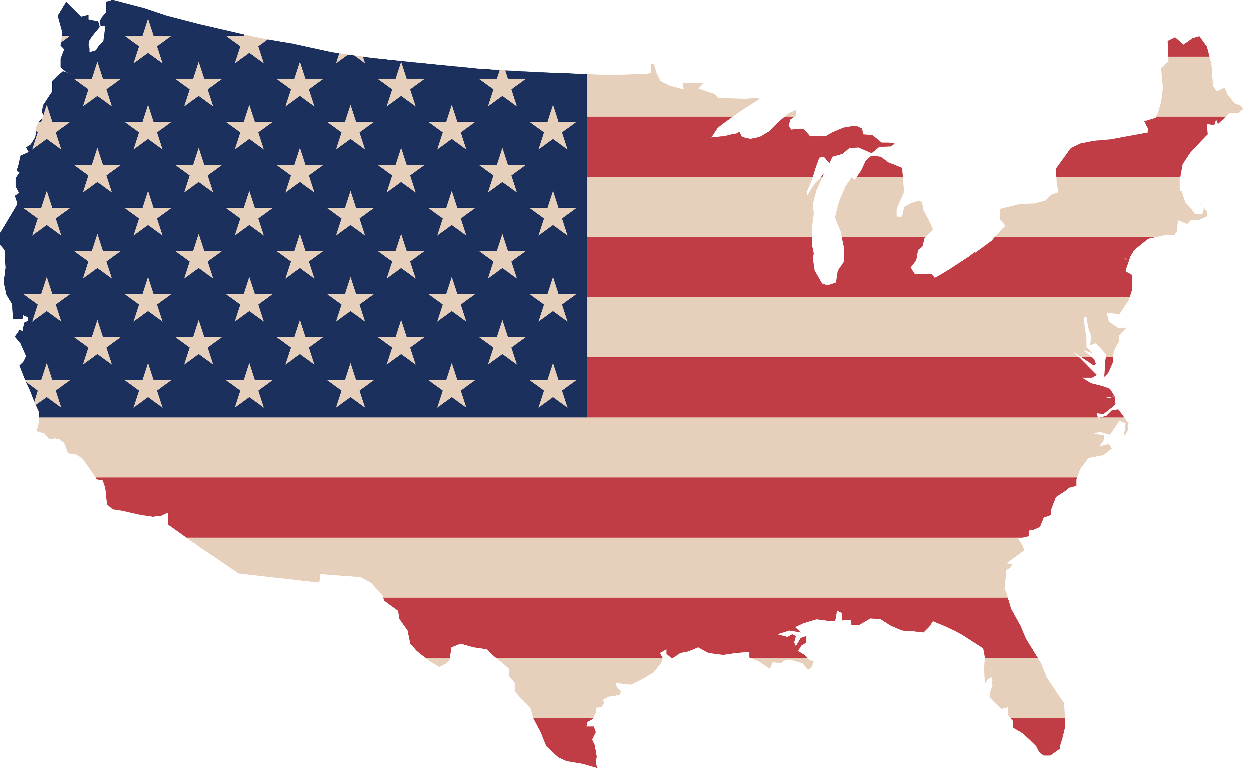 Free Clipart Of A Map Of America With A Flag - United States Flag Throw Blanket (4000x2472)