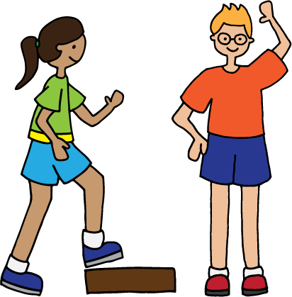Cartoon Kids Exercising - Cartoon (412x419)