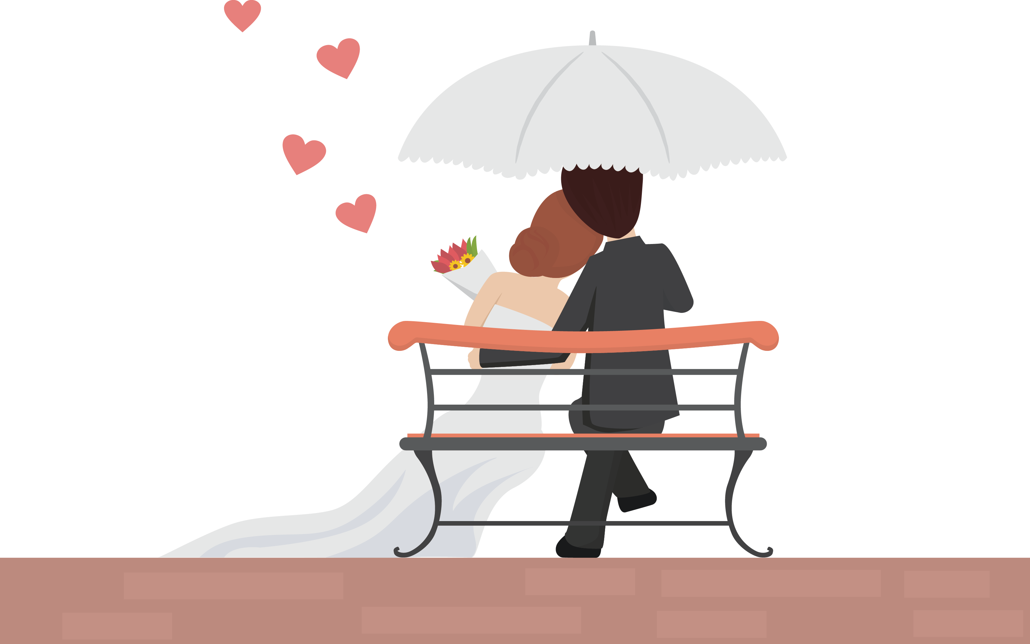 Wedding Couple Cartoon Images - Romantic Couple Cartoon Png (3333x2085)