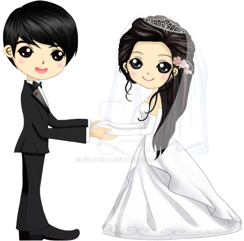 Monmon's Wedding Chibi By Xianlieda - Anime Chibi Wedding Couple (909x879)