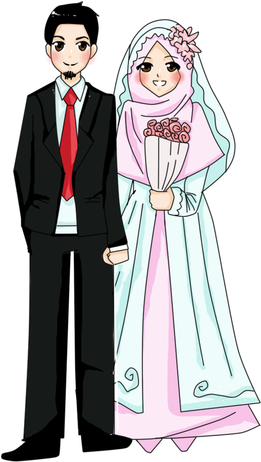 Happy Wedding Muslimah By Kurapikarryn0402 - Muslim Wedding Cartoon Png (670x1191)