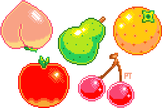 Fruits N Vegetables Clipart - Peach Fruit Pixel Art (540x407)