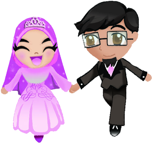 Wedding Couple 1 By Salcybercat - Muslim Wedding Cartoon Png (765x544)