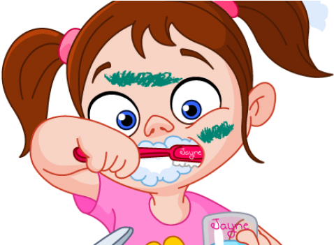 Illustration Of Girl Brushing Her Teeth - Girl Brushing Teeth Cartoon (685x350)