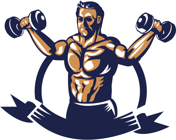 Bodybuilder Clipart With Dumbbell (715x715)