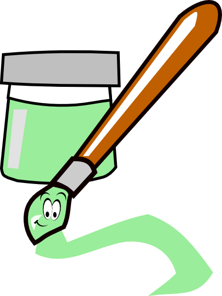 Cartoon Paintbrush Green Clip Art - Paintbrush (450x600)