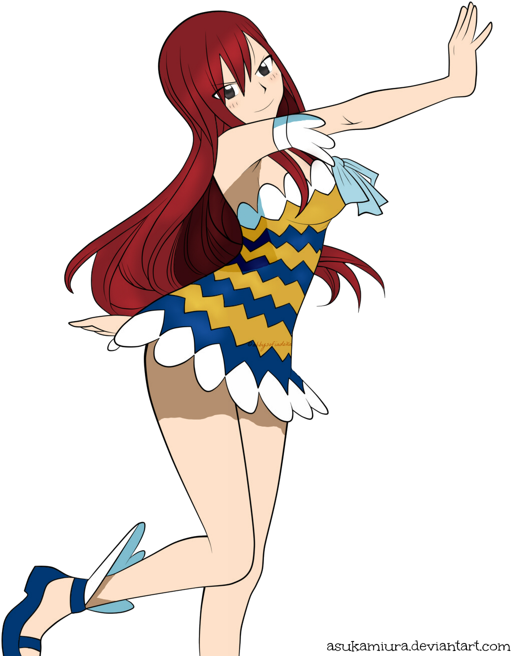 Erza Scarlet In Wendy's Clothes - Fairy Tail Wendy Dress (1024x1307)
