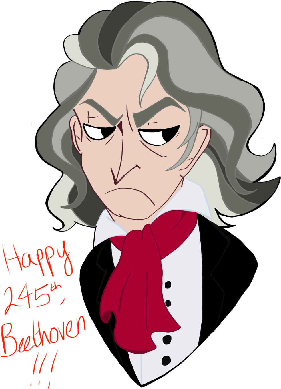Ddddd By Flutinocockatiel Beethoven's 245th Birthday - Cartoon (1024x1365)