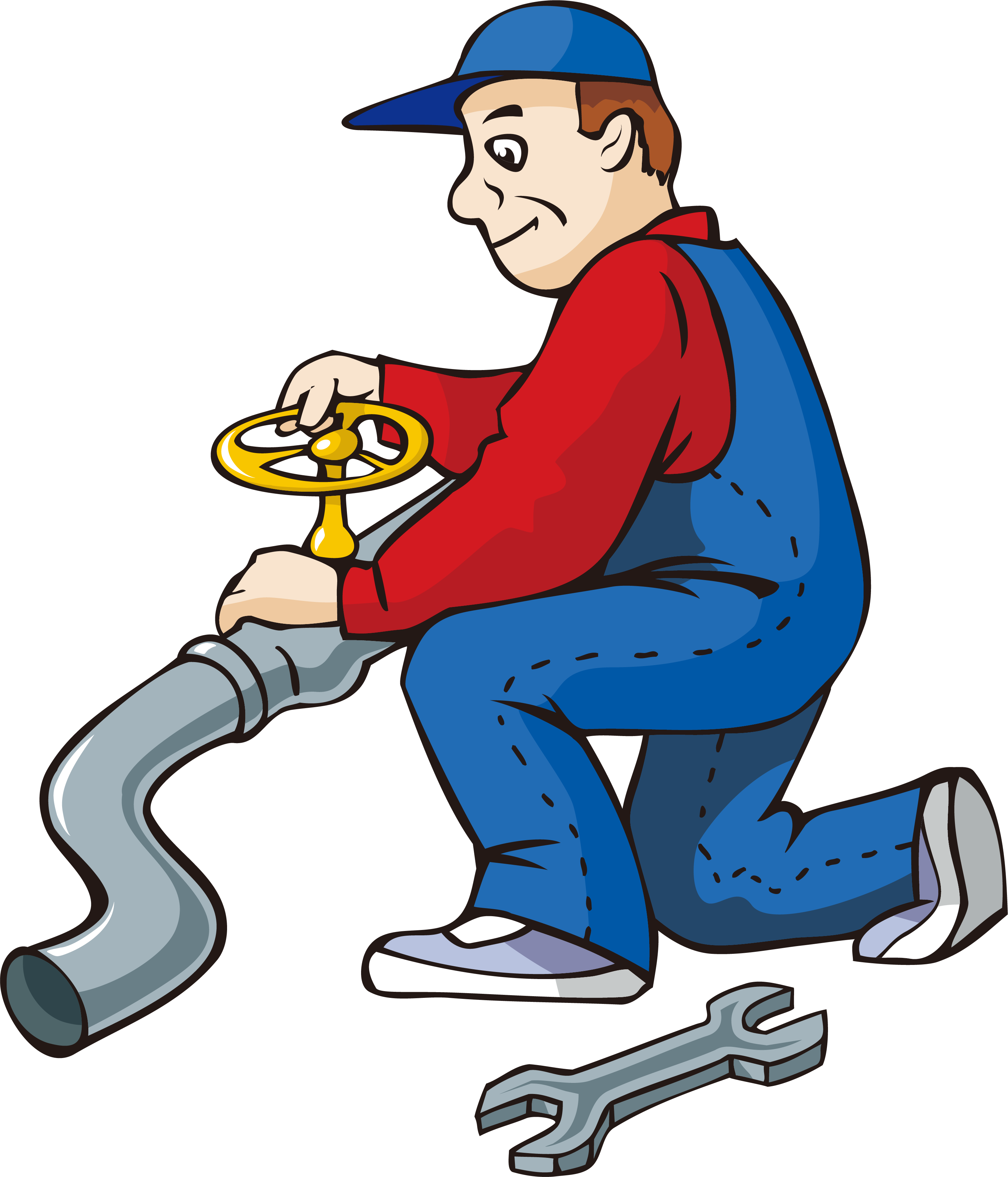 Cartoon Water Pipe Repairman - Cartoon Image Of Plumber (3001x3502)