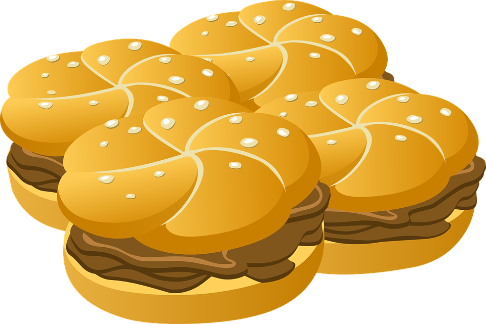 Burger Buns Eating Meat Food - Булочка Вектор Пнг (960x641)