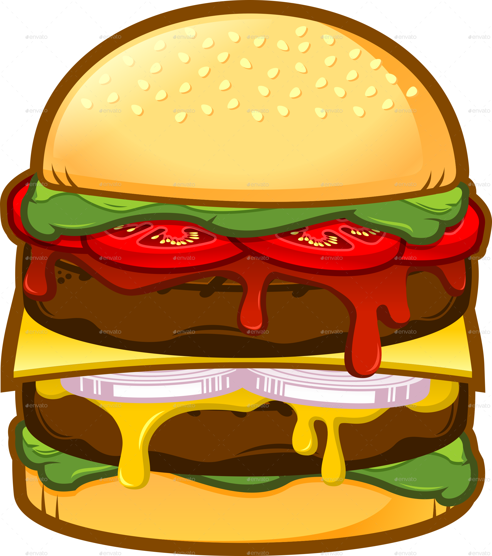 Burger Clipart Double - Big Burger Clipart Png (2000x2261)