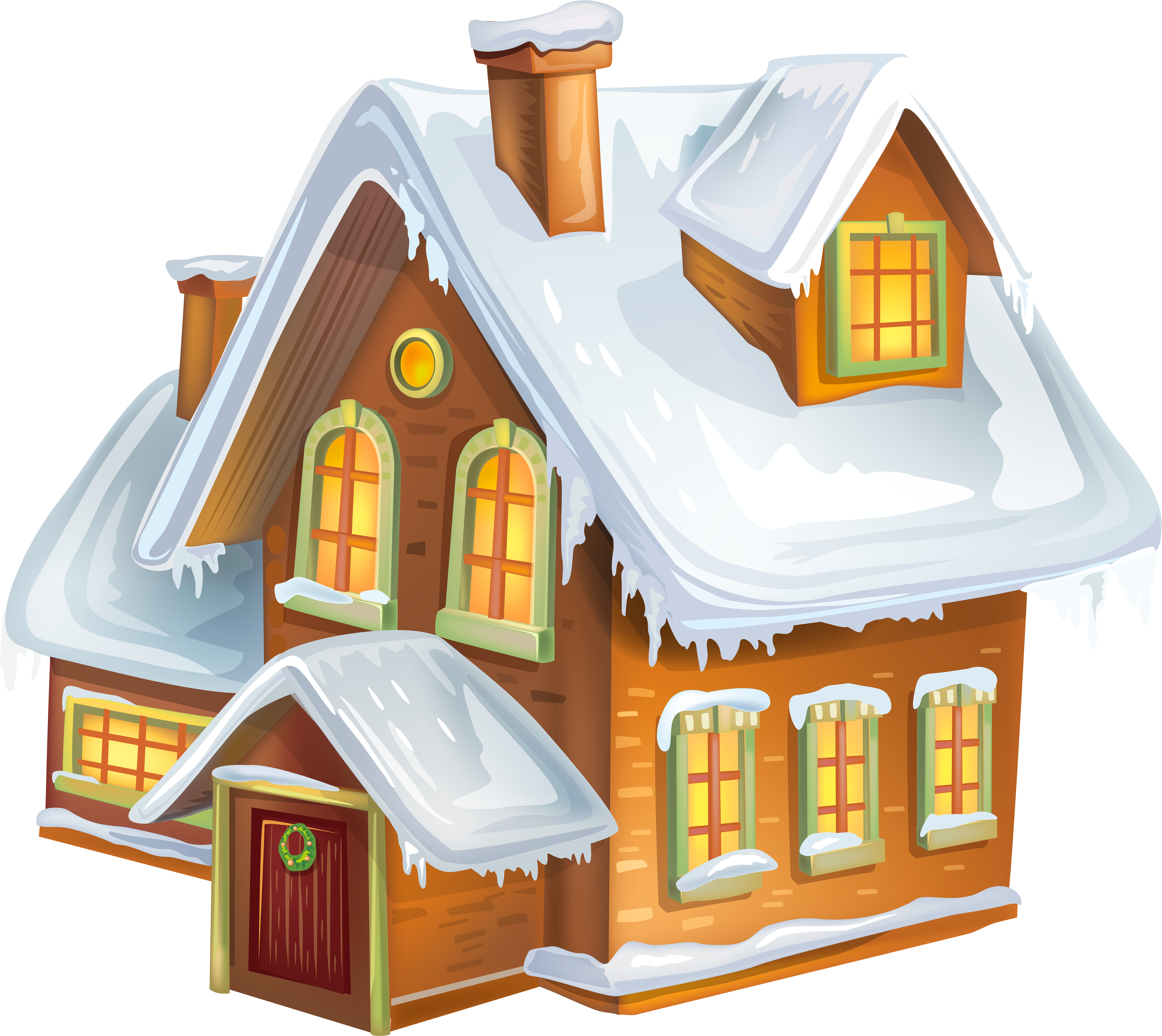 Christmas Winter House Transparent Png Clip Art Image - Winter House Png (7000x6227)