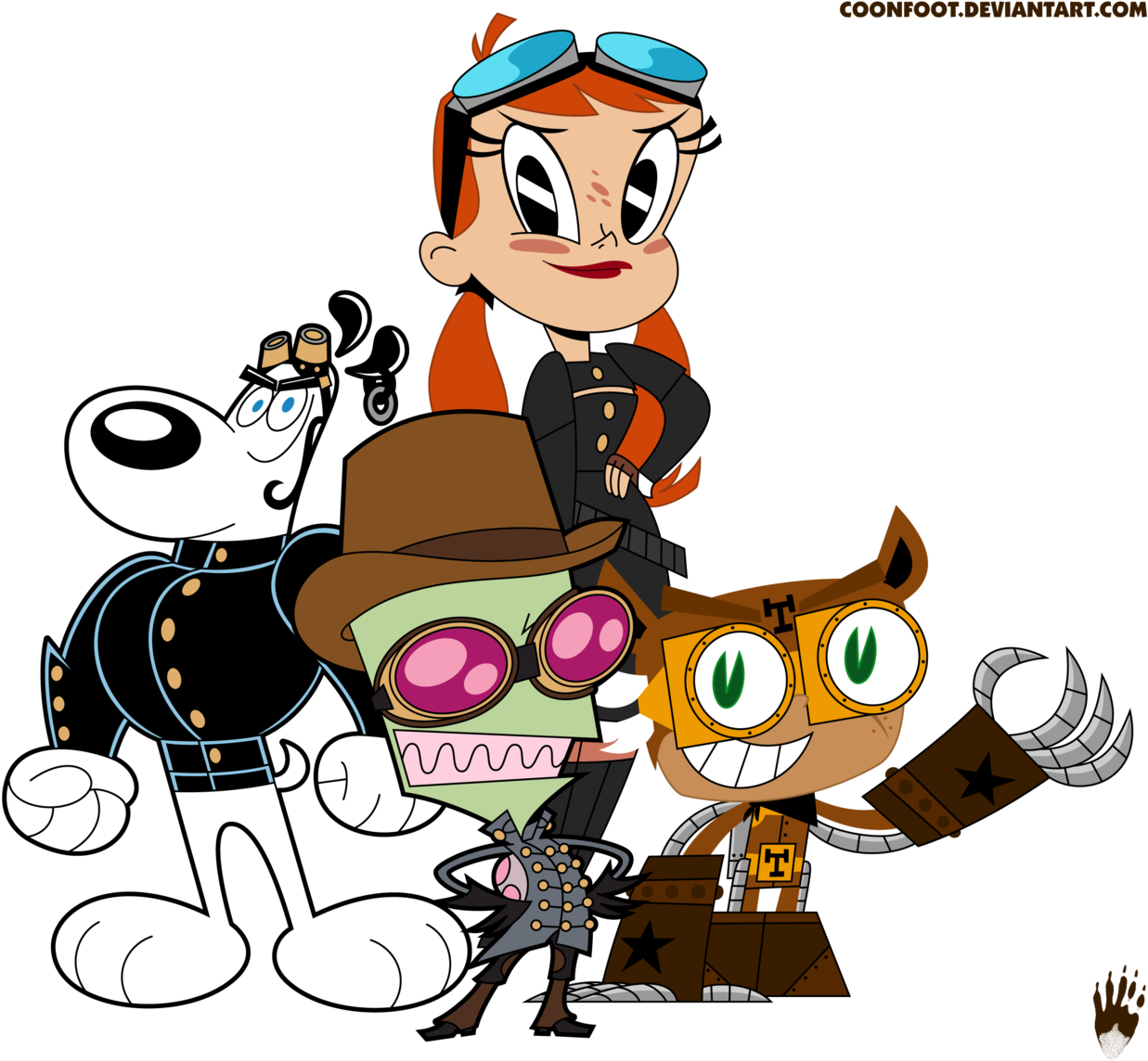 Steampunks Unite Again By Coonfoot - Nicktoons Unite Steampunks (1280x1165)