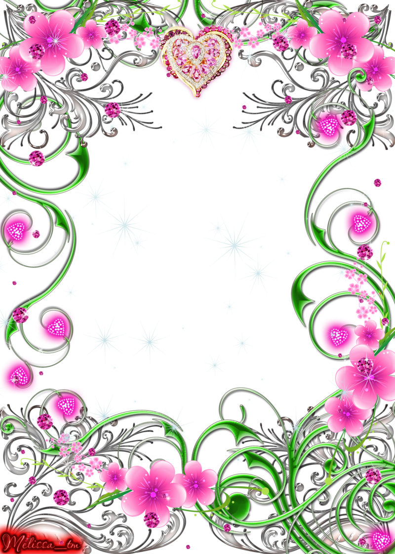 Frame Swirls With Flowers And Gems Png By Melissa-tm - Gemstone (800x1120)