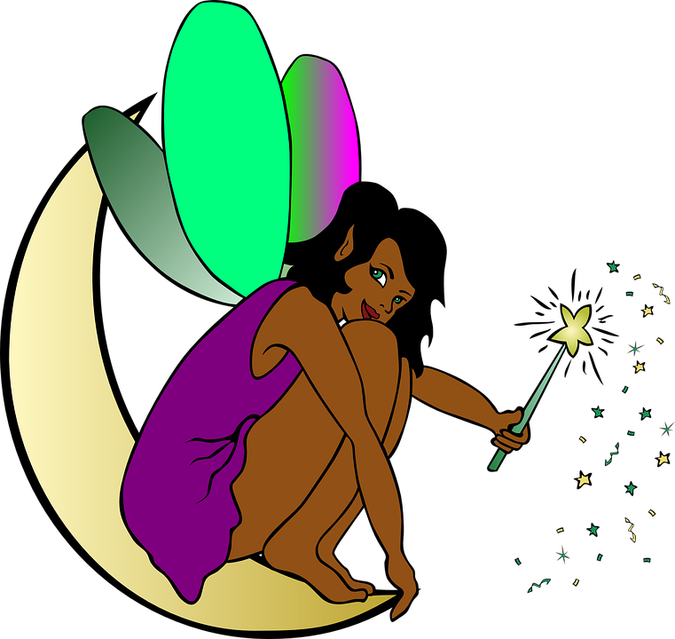 Dancing Leprechaun Clipart 11, Buy Clip Art - 3drose Print Of African American Fairy With Wand - (761x720)