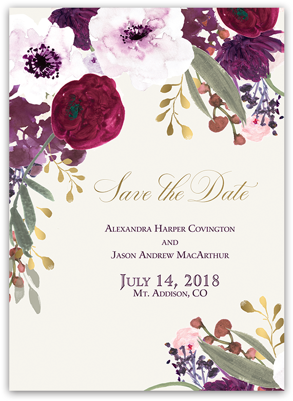 Burgundy And Gold Floral Boho Wedding Save The Date - Blush Floral Wedding Invitation (900x900)