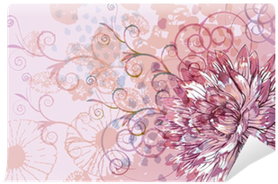 Gentle Vector Background With A Motley Flower And Swirls - Chrysanths (400x400)