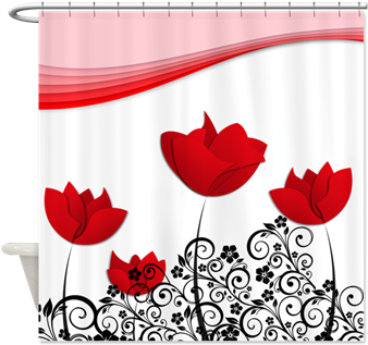 Red Tulip Swirls Shower Curtain - Record Book: Personal Calendar Of Important Celebrations (350x350)