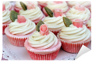 Cupcake With Swirls And Flower Of Creamy Wall Mural - Cupcake (400x400)