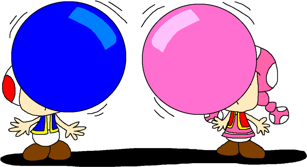 Toad X Toadette Blowing Bubble Gum By Pokegirlrules - Bubble Gum (1024x576)