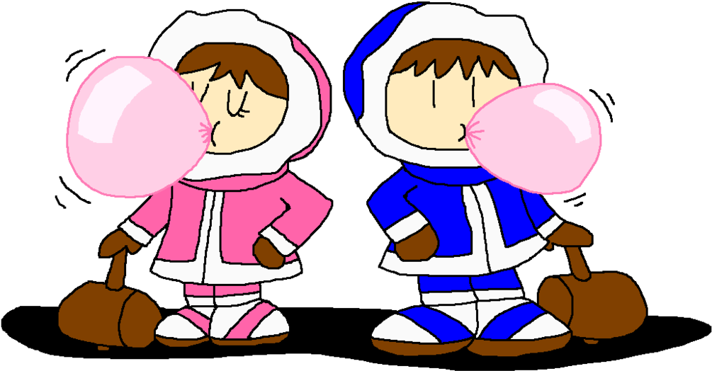 Ice Climbers Blowing Bubble Gum By Pokegirlrules - Cartoon (1024x588)