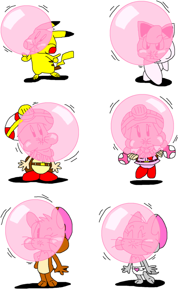 Blowing Bubble Gum Cuties By Pokegirlrules - Bubble Gum (755x1059)