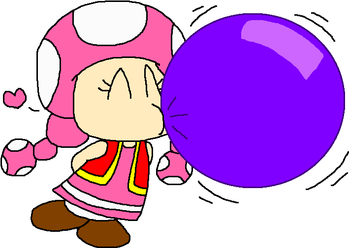 Toadette Blowing A Grape Bubble Gum By Pokegirlrules - Cartoon (736x535)