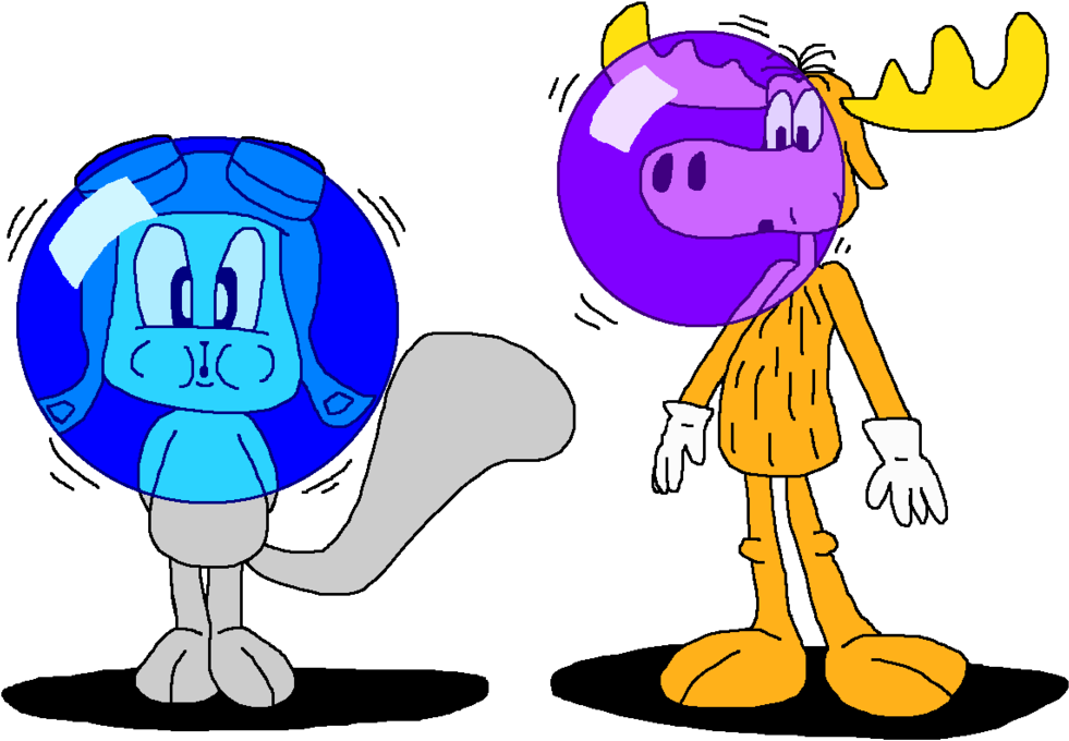 Rocky And Bullwinkle Blowing A Color Bubble Gum By - The Adventures Of Rocky And Bullwinkle And Friends (1024x746)