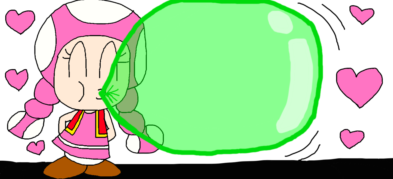 Toadette Blowing Her Green Bubble Gum By Pokegirlrules - Toadette (1499x684)