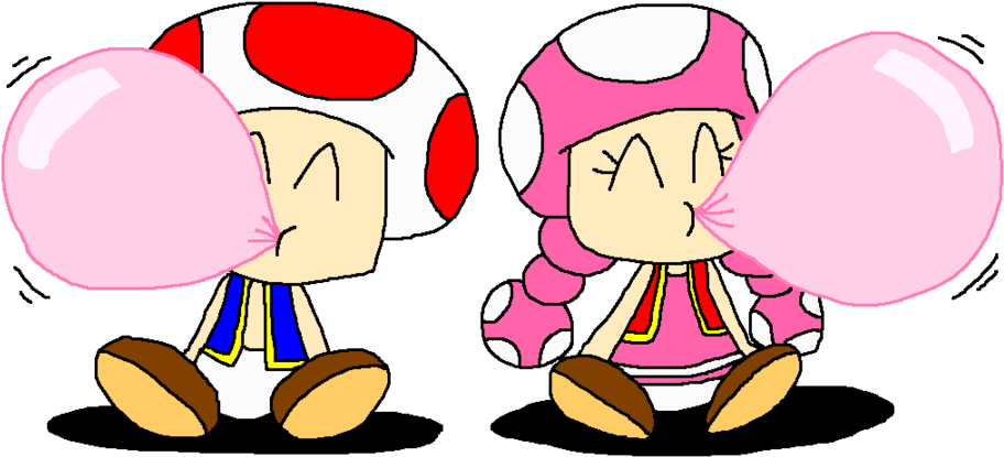 Toad And Toadette Smiled Blowing Bubbles By Pokegirlrules - October 11 (1024x499)