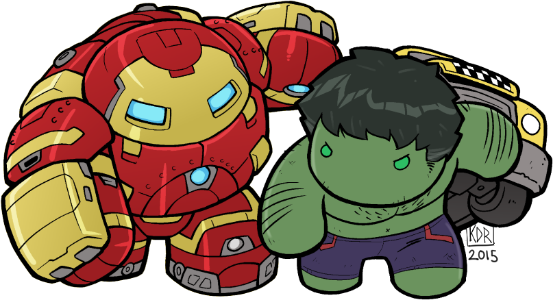 Lil Hulkbuster V Hulk - Iron Man Hulkbuster Chibi (871x500)