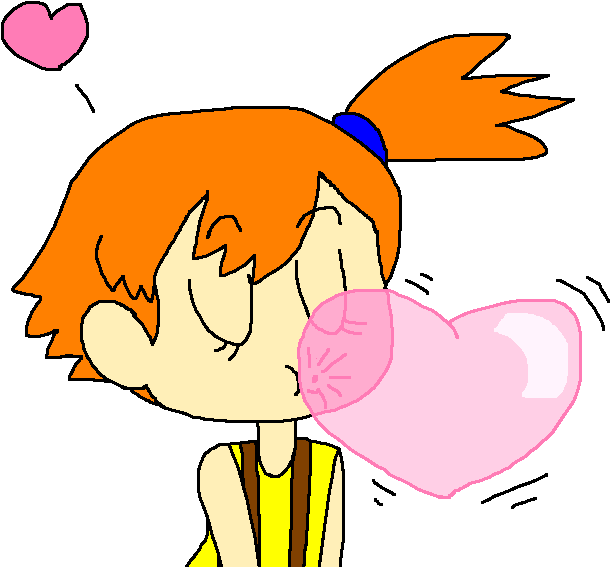 Misty's Bubble Gum Kiss By Pokegirlrules - Cartoon (800x600)