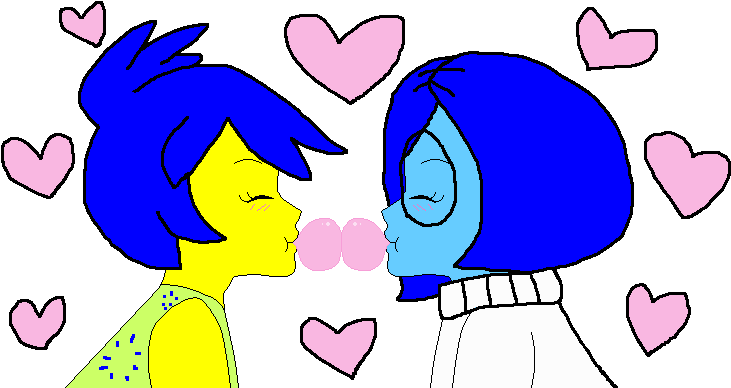 Joy X Sadness Blowing Bubble Kiss By Pokegirlrules - Cartoon (751x415)