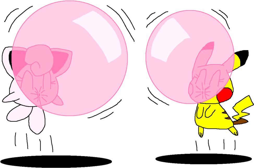 Pikachu And Jigglypuff Floating Bubbles By Pokegirlrules - Cartoon (1024x685)
