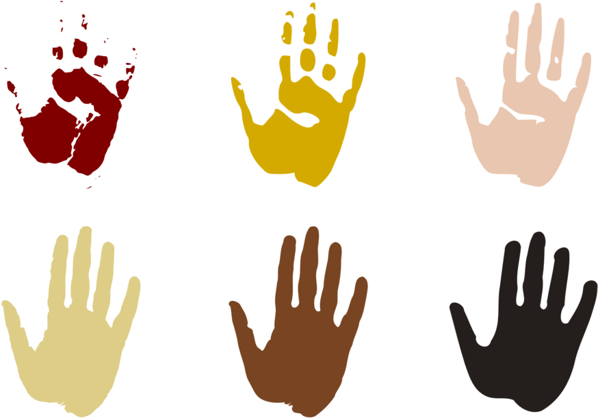 Colorful Hand Prints - Hand Clip Art (960x671)