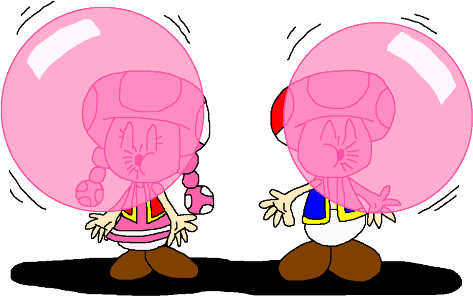 Toad And Toadette Bubble Gum Duo By Pokegirlrules - Bubble Gum (1024x654)