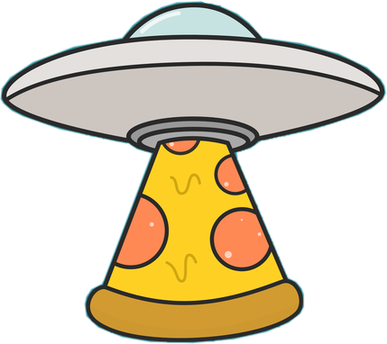 Ufo Space Pizza Pepperonipizza Abduction Abduct Alien - Cuteness (429x382)
