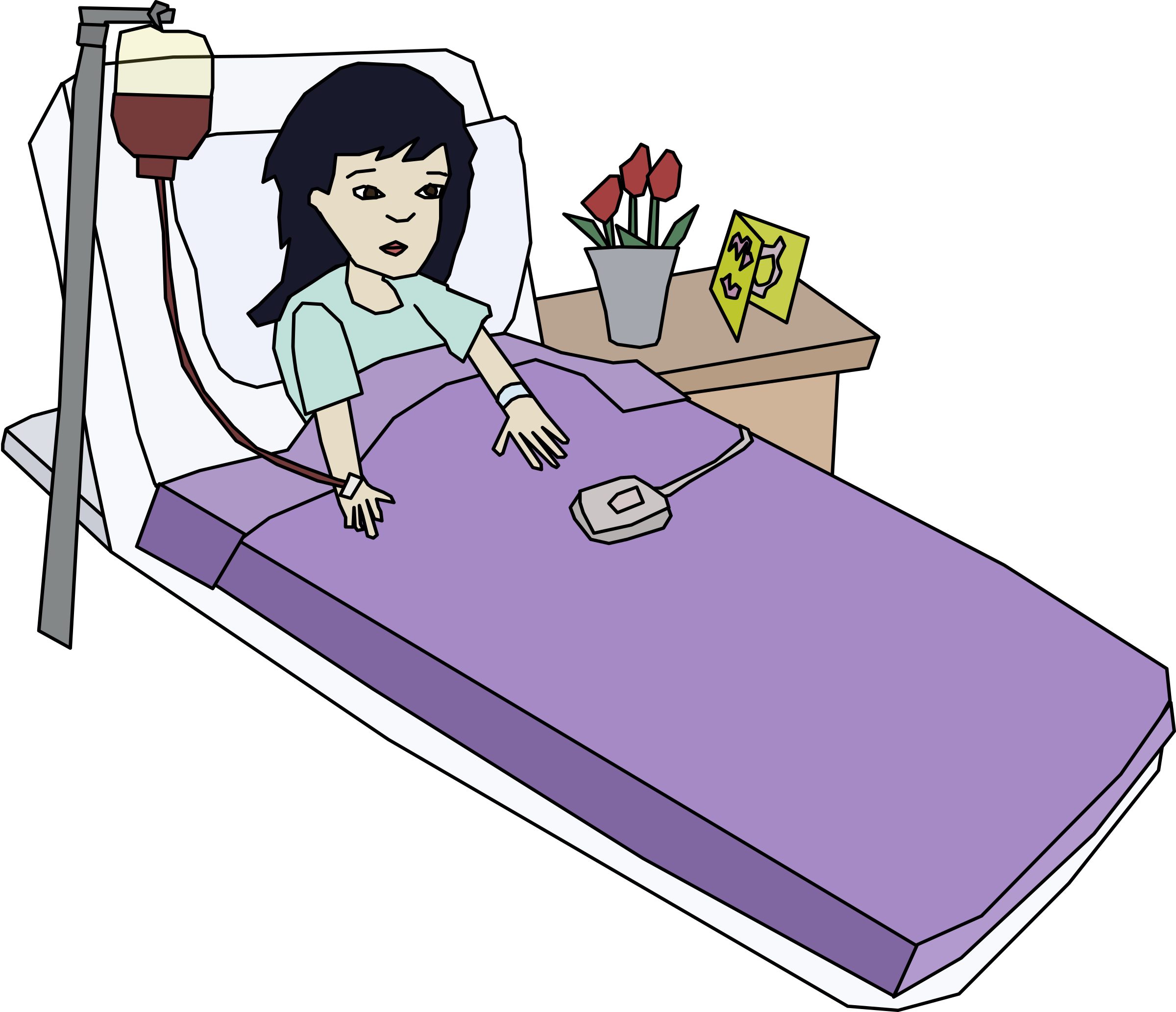 In The Hospital - Hospital Bed Clip Art (2400x2065)