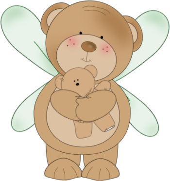 Little Brunette Angel Girl Clipart - Bear Clip Art (350x372)