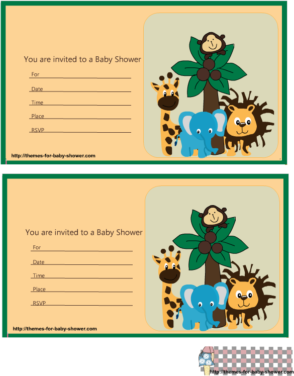 Adorable Safari Baby Shower Invitations - Invitaciones Para Imprimir De Baby Shower Safari (612x792)