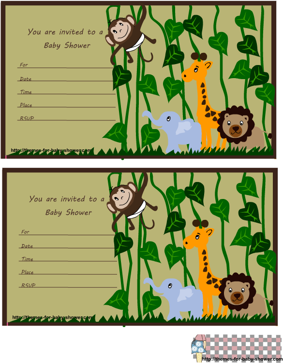 Free Printable Baby Shower Invitations Jungle Theme - Baby Shower Invitations Jungle Theme (612x792)