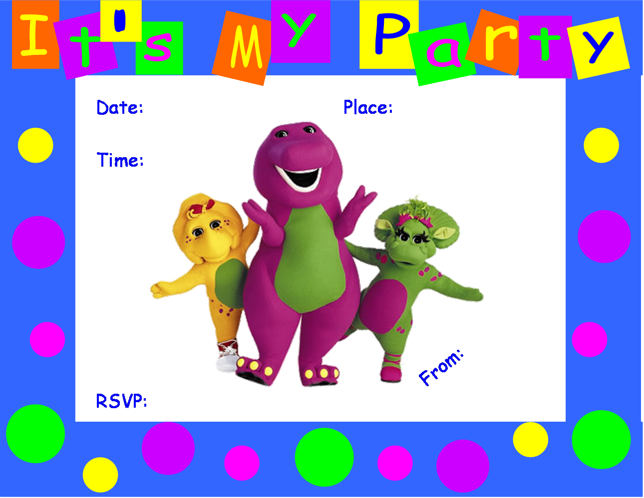 Free Dinosaur Birthday Invitation Templates Image Collections - Barney And Friends Name (1290x998)