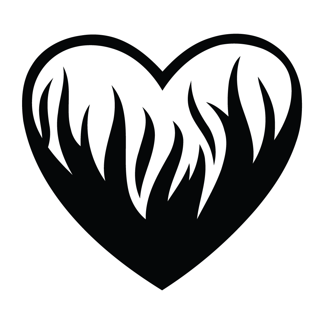 Heart Border Clipart For Kids - Flaming Heart Black And White (1042x1042)