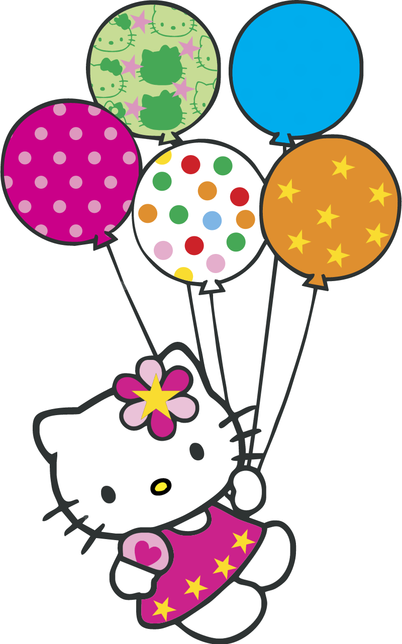Hello Kitty Con Globitos Vector - Hello Kitty With Balloon (800x1283)